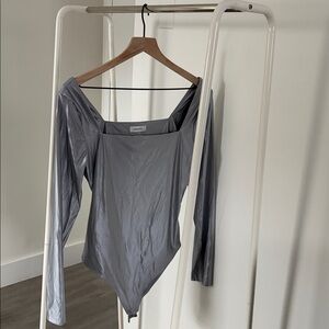 Aritzia Babaton Silver Satin Bodysuit - NWOT